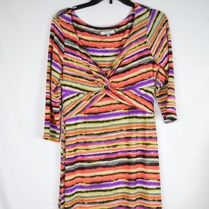 Laura Max Multi-colored Striped Dress 3/4 sleeve - Size L